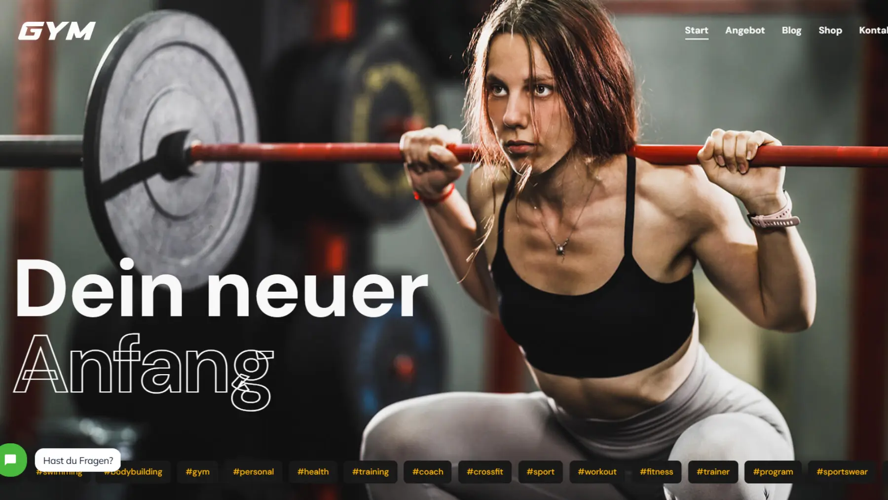 Fitnessstudio Webseite Design